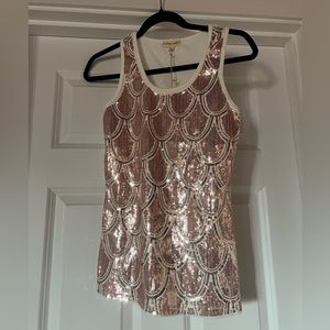 Cotton Candy White with Gold Sequin Design Tank